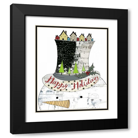Big Top Hat Snowman Black Modern Wood Framed Art Print with Double Matting by Ogren, Sarah