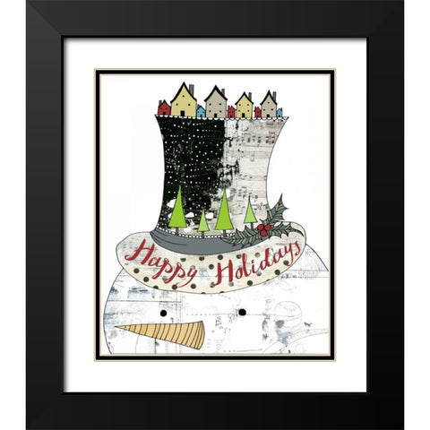 Big Top Hat Snowman Black Modern Wood Framed Art Print with Double Matting by Ogren, Sarah