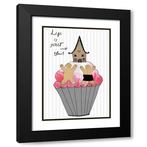 Life is Sweet Gingerbread Black Modern Wood Framed Art Print with Double Matting by Ogren, Sarah