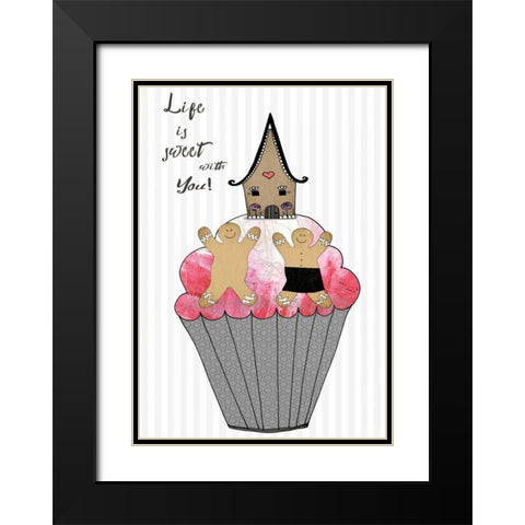 Life is Sweet Gingerbread Black Modern Wood Framed Art Print with Double Matting by Ogren, Sarah