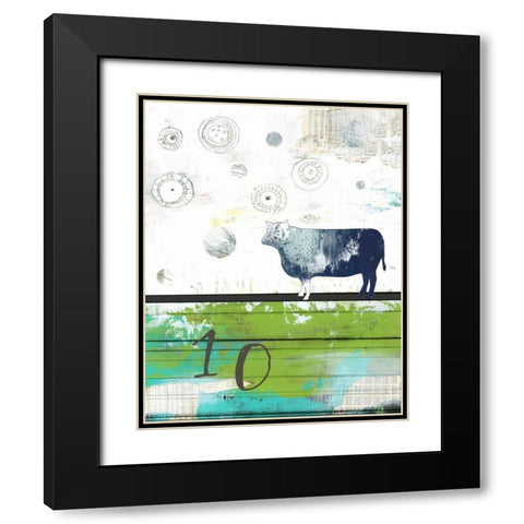 Cow 10 Black Modern Wood Framed Art Print with Double Matting by Ogren, Sarah
