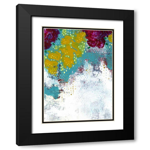 Purple and Gold Floral Abstract Black Modern Wood Framed Art Print with Double Matting by Ogren, Sarah