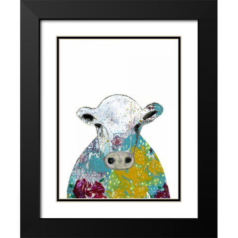 Abstract Floral Cow Black Modern Wood Framed Art Print with Double Matting by Ogren, Sarah
