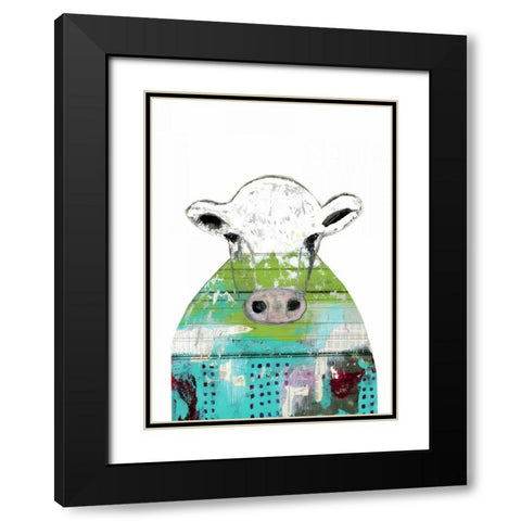 Collage Cow Black Modern Wood Framed Art Print with Double Matting by Ogren, Sarah