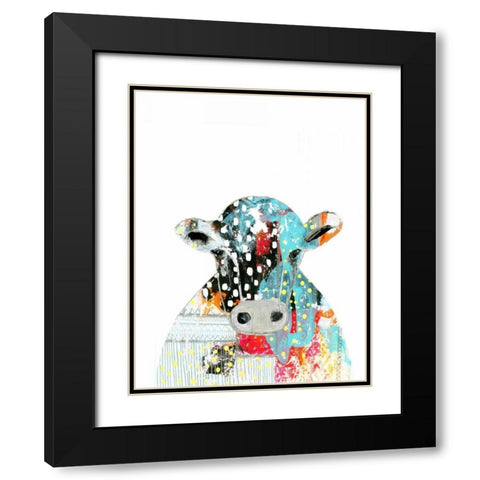 Abstract Cow Black Modern Wood Framed Art Print with Double Matting by Ogren, Sarah