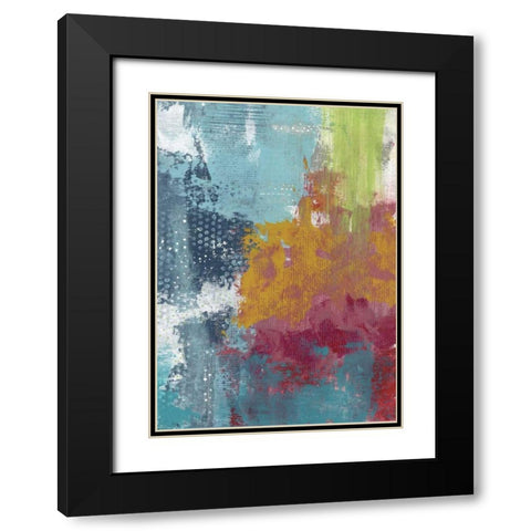 Lime Green Waterfall Abstract Black Modern Wood Framed Art Print with Double Matting by Ogren, Sarah