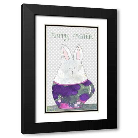 Rabbit in Tea Cup Black Modern Wood Framed Art Print with Double Matting by Ogren, Sarah