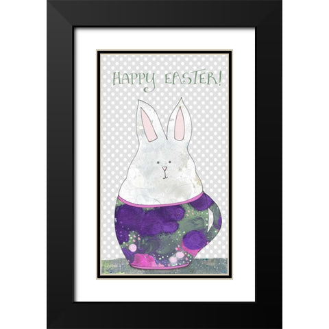 Rabbit in Tea Cup Black Modern Wood Framed Art Print with Double Matting by Ogren, Sarah