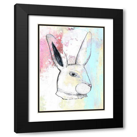 Rainbow Bunny Black Modern Wood Framed Art Print with Double Matting by Ogren, Sarah