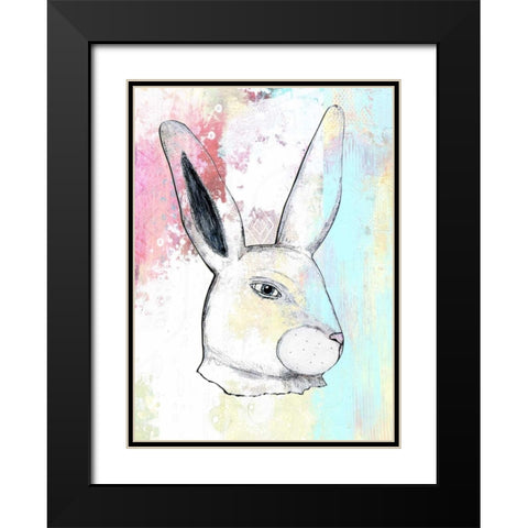 Rainbow Bunny Black Modern Wood Framed Art Print with Double Matting by Ogren, Sarah