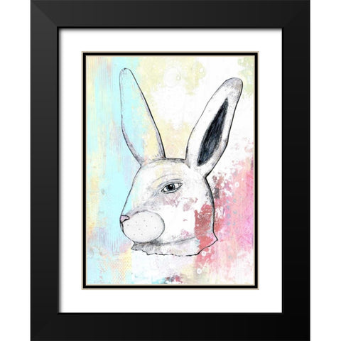 Rainbow Bunny II Black Modern Wood Framed Art Print with Double Matting by Ogren, Sarah