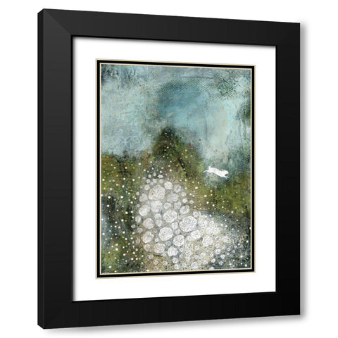 White Flowers Black Modern Wood Framed Art Print with Double Matting by Ogren, Sarah