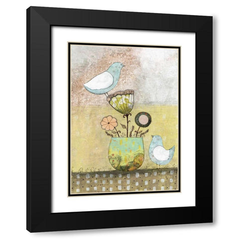 2 Blue Birds Black Modern Wood Framed Art Print with Double Matting by Ogren, Sarah