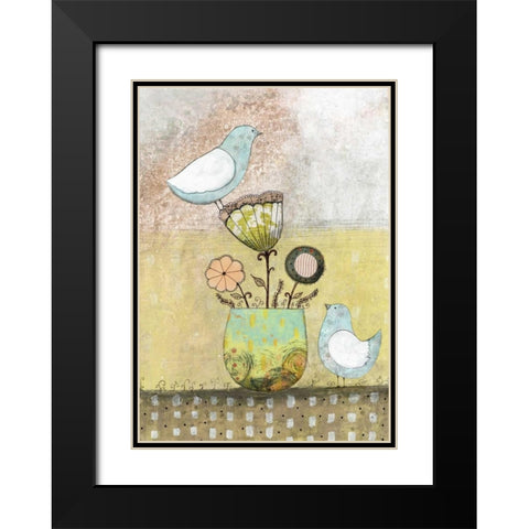 2 Blue Birds Black Modern Wood Framed Art Print with Double Matting by Ogren, Sarah