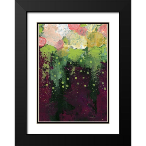 Purple and Lime Floral Black Modern Wood Framed Art Print with Double Matting by Ogren, Sarah