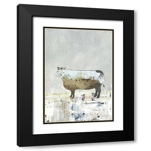 Brown Cow Black Modern Wood Framed Art Print with Double Matting by Ogren, Sarah
