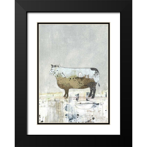 Brown Cow Black Modern Wood Framed Art Print with Double Matting by Ogren, Sarah