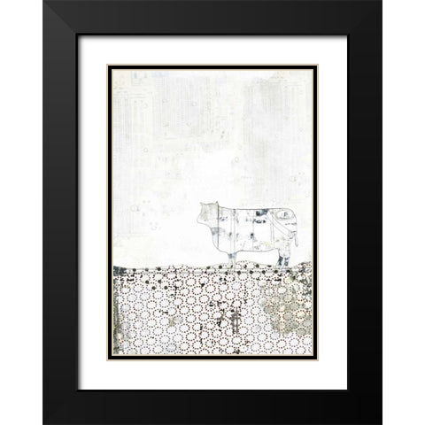 Neutral Cow Black Modern Wood Framed Art Print with Double Matting by Ogren, Sarah