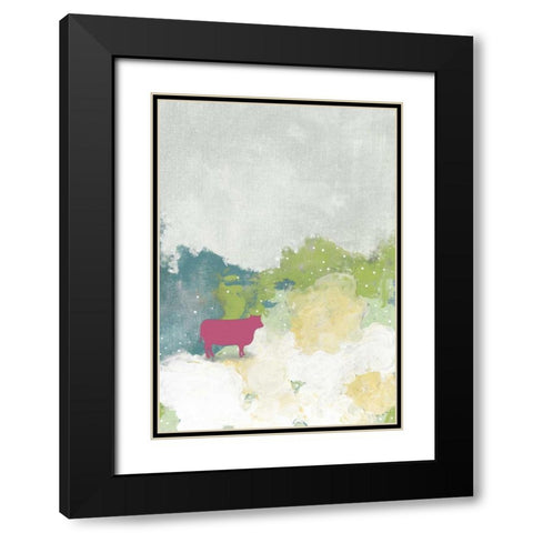 The Pink Cow Black Modern Wood Framed Art Print with Double Matting by Ogren, Sarah