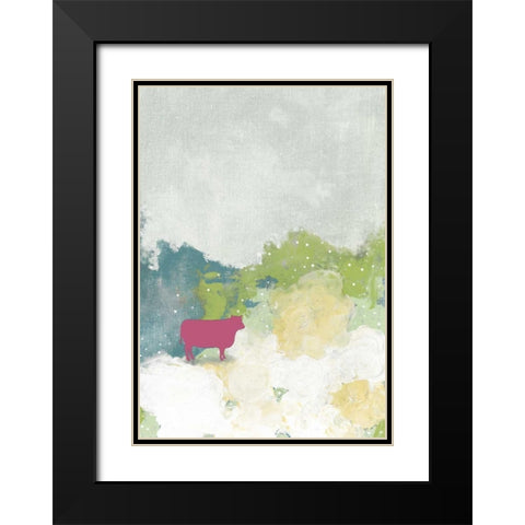 The Pink Cow Black Modern Wood Framed Art Print with Double Matting by Ogren, Sarah