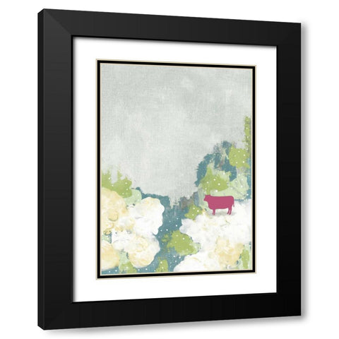 The Pink Cow II Black Modern Wood Framed Art Print with Double Matting by Ogren, Sarah