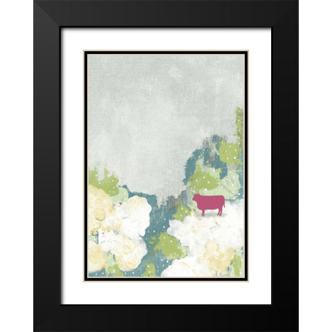The Pink Cow II Black Modern Wood Framed Art Print with Double Matting by Ogren, Sarah