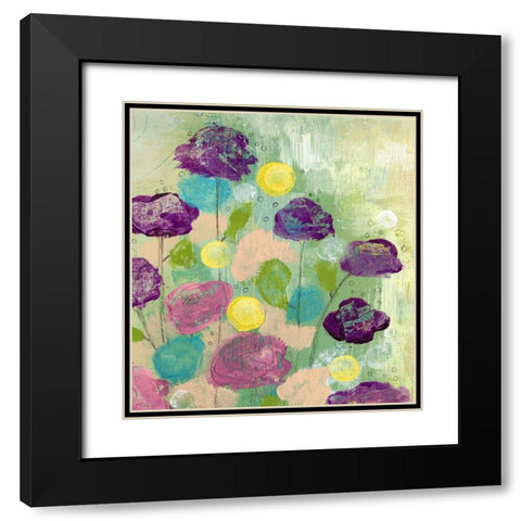 Purple Flowers Black Modern Wood Framed Art Print with Double Matting by Ogren, Sarah