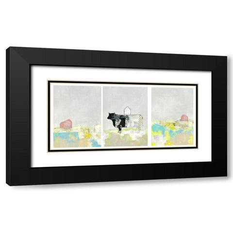 3 Barns and a Cow Set Black Modern Wood Framed Art Print with Double Matting by Ogren, Sarah
