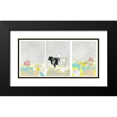3 Barns and a Cow Set Black Modern Wood Framed Art Print with Double Matting by Ogren, Sarah