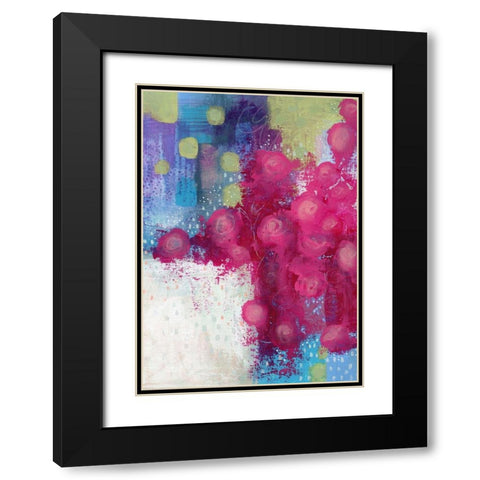 Hot Pink Roses Black Modern Wood Framed Art Print with Double Matting by Ogren, Sarah