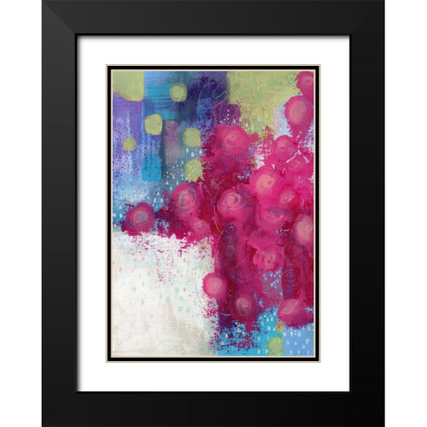 Hot Pink Roses Black Modern Wood Framed Art Print with Double Matting by Ogren, Sarah
