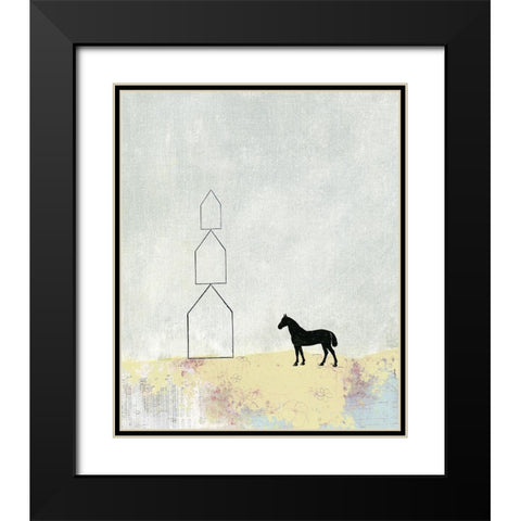 Horse and Home Black Modern Wood Framed Art Print with Double Matting by Ogren, Sarah