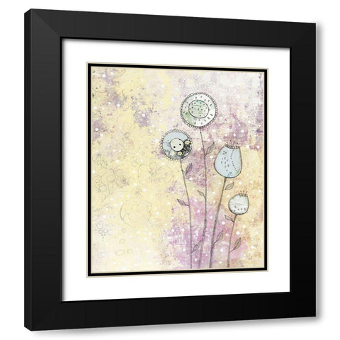 Lavender Floral Abstract Black Modern Wood Framed Art Print with Double Matting by Ogren, Sarah