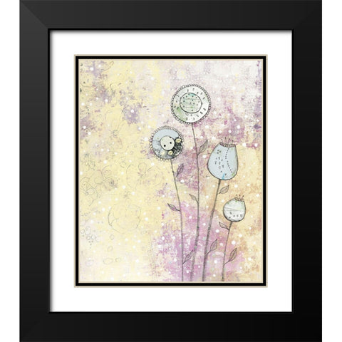 Lavender Floral Abstract Black Modern Wood Framed Art Print with Double Matting by Ogren, Sarah