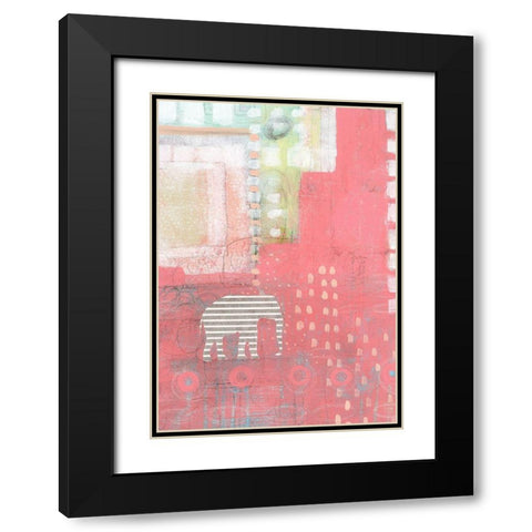 Grey Stripe Elephant Spring Owl Black Modern Wood Framed Art Print with Double Matting by Ogren, Sarah