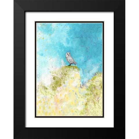 Spring Owl Black Modern Wood Framed Art Print with Double Matting by Ogren, Sarah