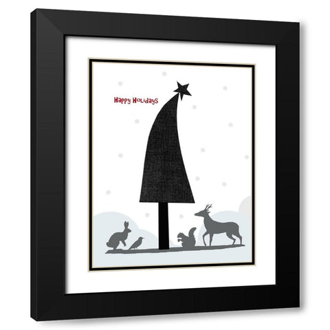 Happy Holidays Black Modern Wood Framed Art Print with Double Matting by Ogren, Sarah