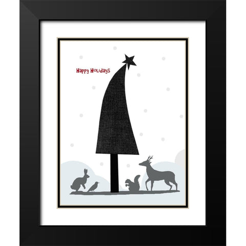 Happy Holidays Black Modern Wood Framed Art Print with Double Matting by Ogren, Sarah
