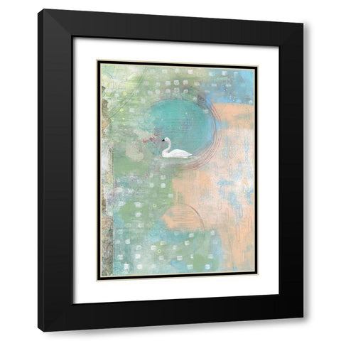 Swan Pond Black Modern Wood Framed Art Print with Double Matting by Ogren, Sarah