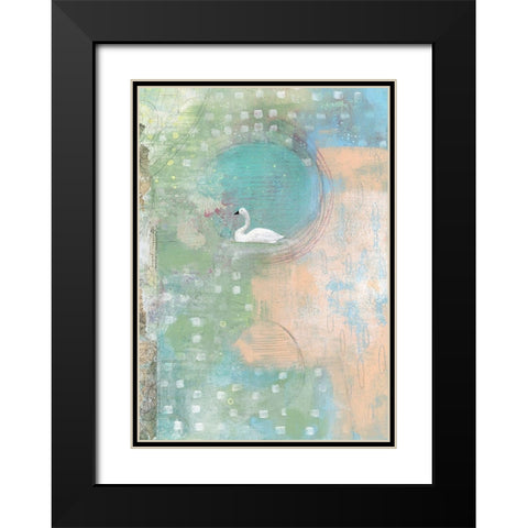 Swan Pond Black Modern Wood Framed Art Print with Double Matting by Ogren, Sarah