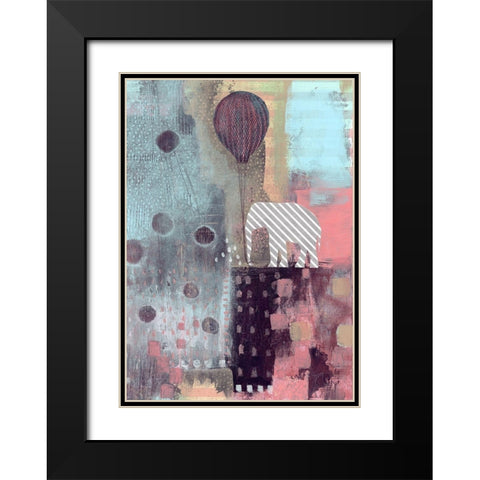 The Elephant and the Balloon Black Modern Wood Framed Art Print with Double Matting by Ogren, Sarah