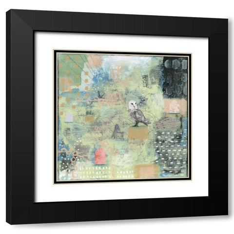 Houses and an Owl Black Modern Wood Framed Art Print with Double Matting by Ogren, Sarah
