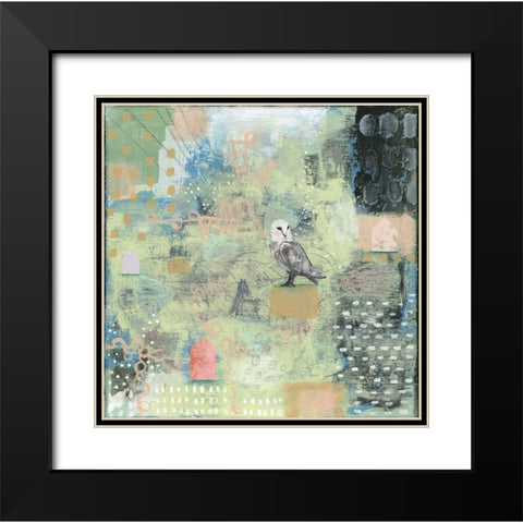 Houses and an Owl Black Modern Wood Framed Art Print with Double Matting by Ogren, Sarah