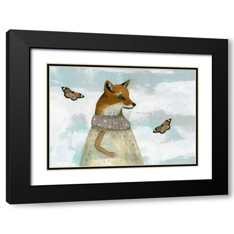 The Red Fox and the Monarchs Black Modern Wood Framed Art Print with Double Matting by Ogren, Sarah