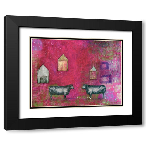 Hot Pink Bull Black Modern Wood Framed Art Print with Double Matting by Ogren, Sarah