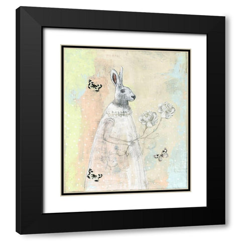 New Beginnings Rabbit Black Modern Wood Framed Art Print with Double Matting by Ogren, Sarah