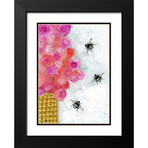 3 More Bees Black Modern Wood Framed Art Print with Double Matting by Ogren, Sarah
