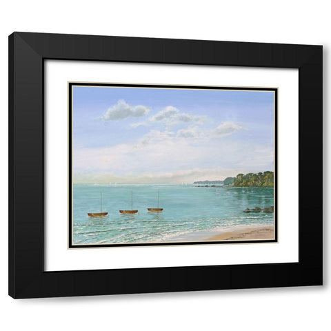 Three Dinghies Moored Black Modern Wood Framed Art Print with Double Matting by Francis, Sandra