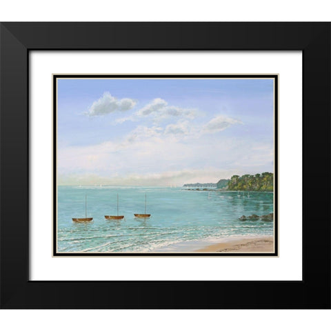 Three Dinghies Moored Black Modern Wood Framed Art Print with Double Matting by Francis, Sandra