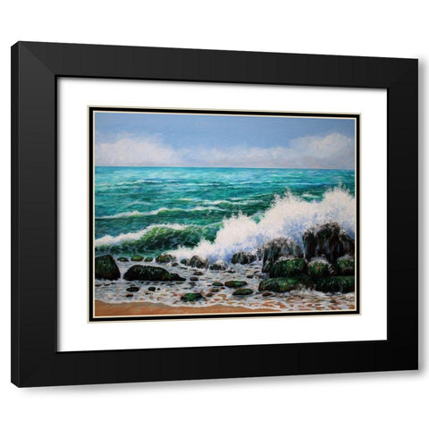Crashing Waves Black Modern Wood Framed Art Print with Double Matting by Francis, Sandra